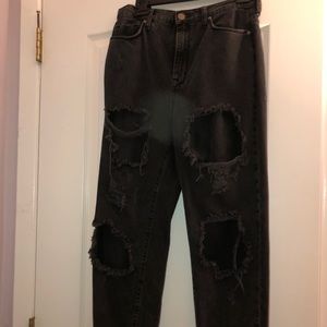 Urban Outfitters Black Holey Wide Leg Jeans